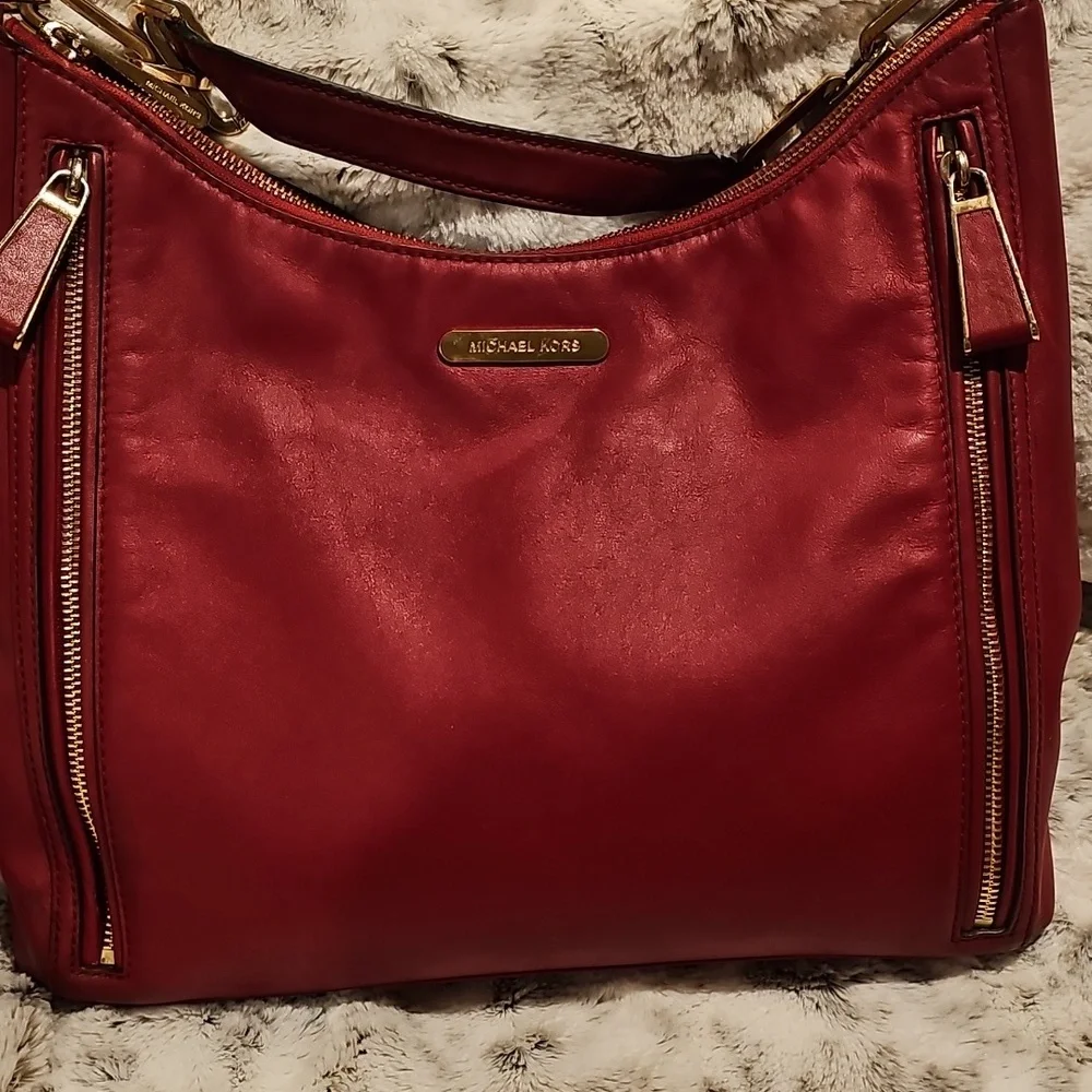 Michael Kors Red Leather Shoulder Bag Good Condition